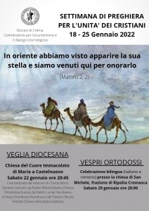 8. Settimana preghiera Unità Cristiani