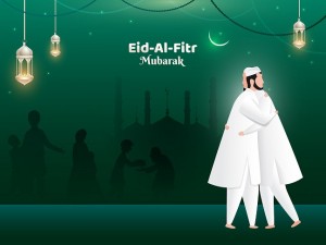 Eid-al-fitr,Mubarak,Poster,Or,Banner,Design.,Cartoon,Character,Of,Men